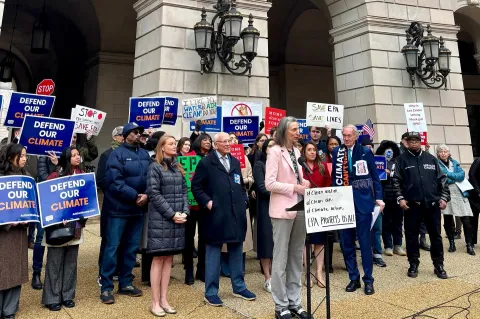Rep. Dexter with Defend Our Climate protesters
