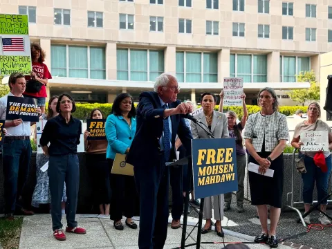 Sen. Sanders at Free Mohsen Mahdawi rally